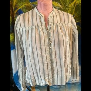 White and gray Loft blouse